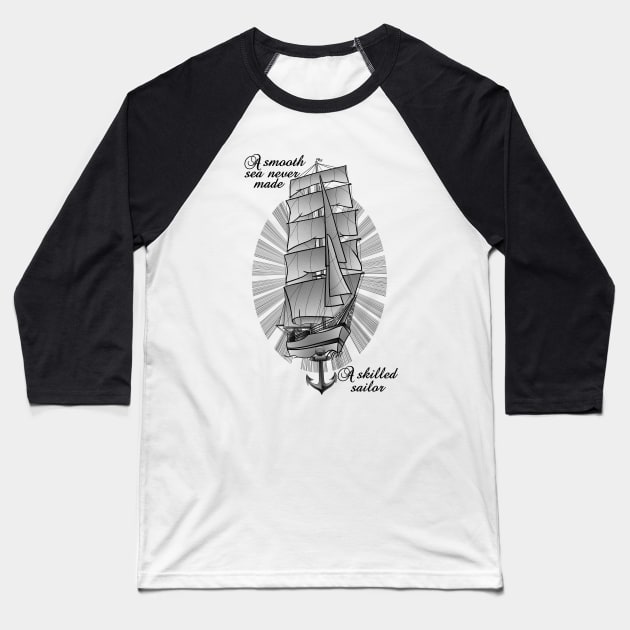 Sailing Ship Tattoo Baseball T-Shirt by mailboxdisco